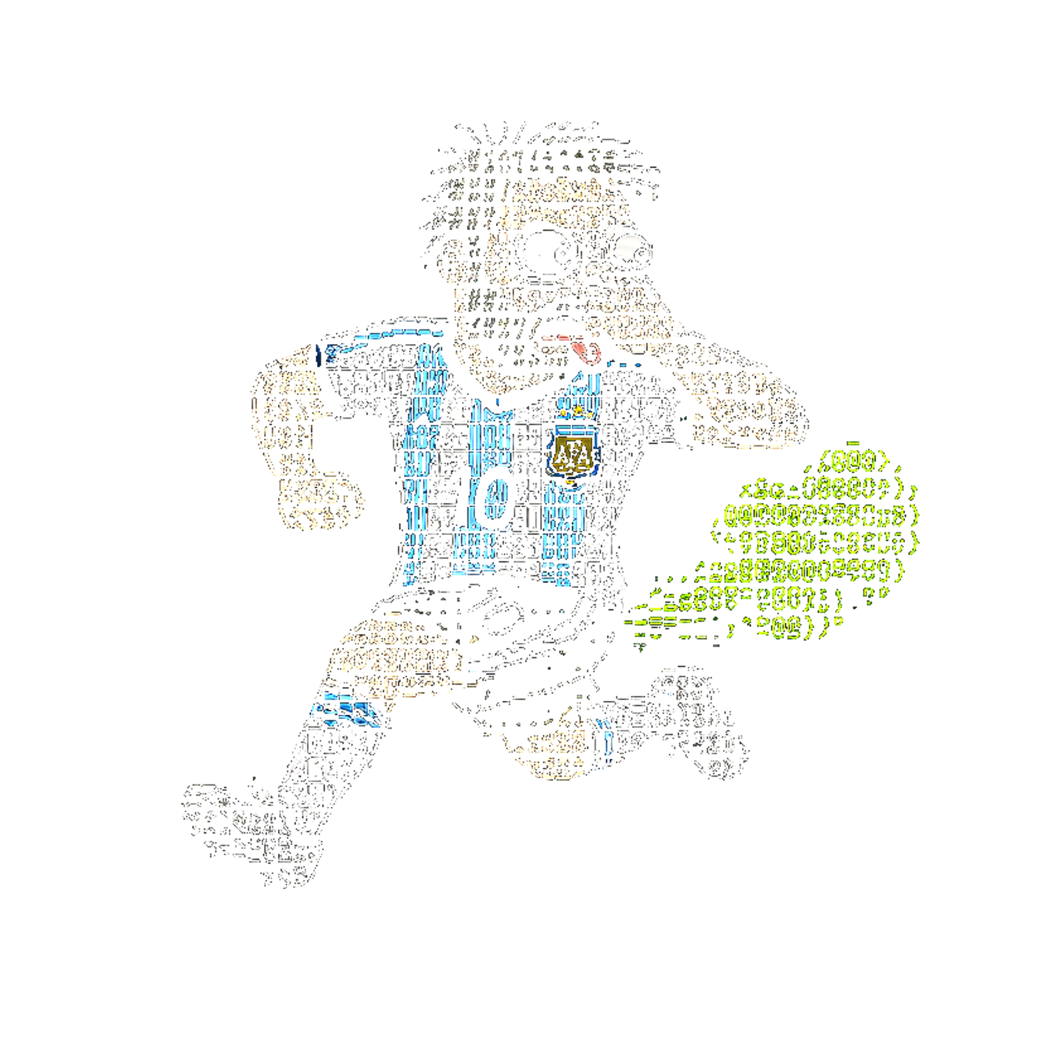 FARTBALL ASCII football player in an Argentina kit dribbling